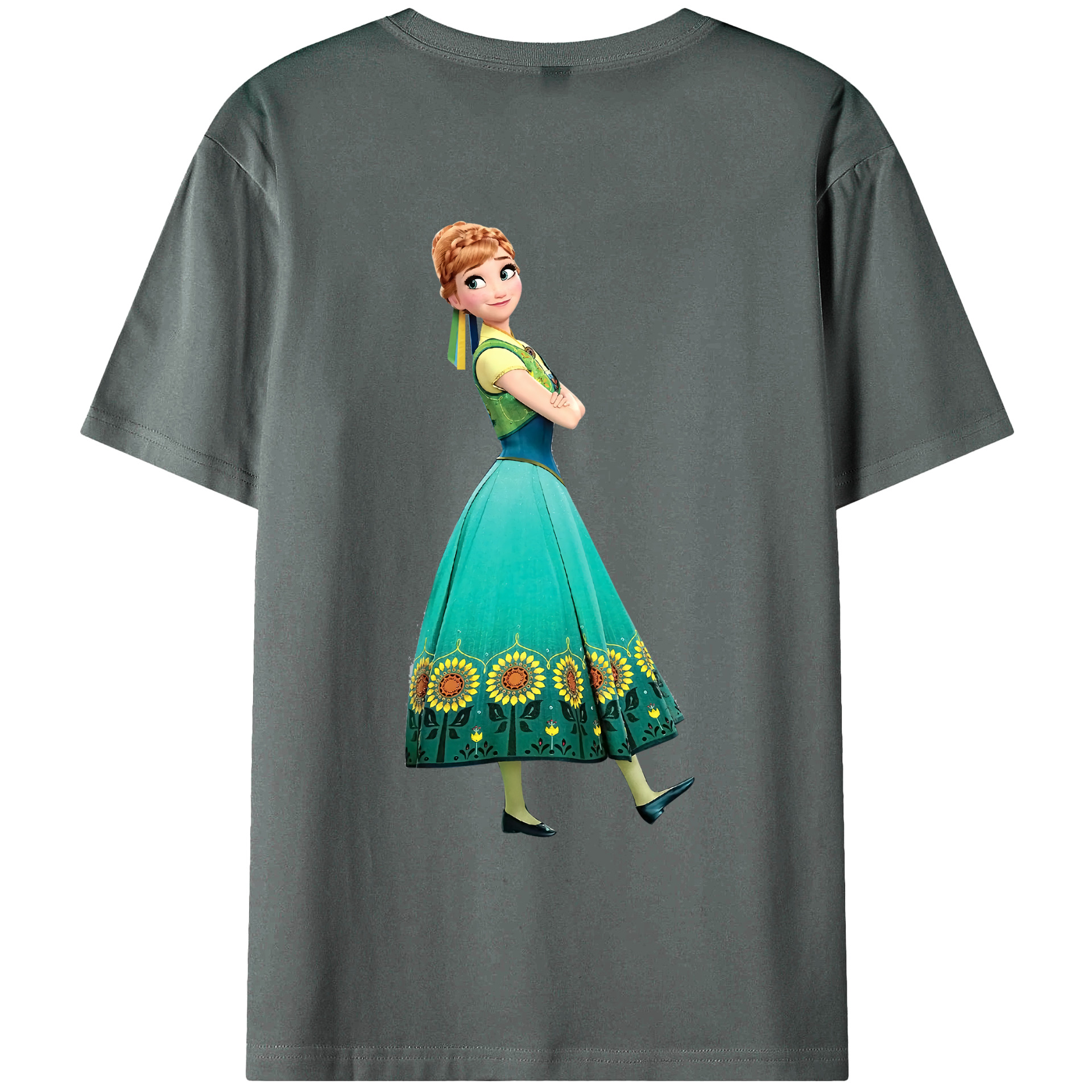 （画像用） アナと雪の女王 アンナ エルサ Frozen Anna Elsa 綿100％ メンズ半袖Tシャツ（バックプリント） 通気性